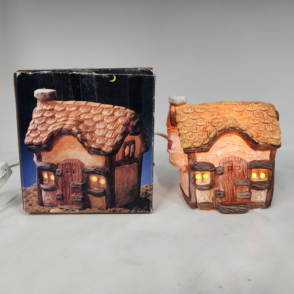 Nobel Hall Fairyland Cottage Night Light Vintage Ceramic Storybook House Boxed